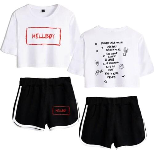 2020 Hot Sale Lil Peep Women Two Piece Set Summer Popular Crop Top And Shorts Kpop Sexy Streetwear Fans Hip Hop Clothes