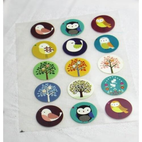 15Pcs Bird&Tree Offset Press Iron-on Patches for Clothing Offset PET Transfer DIY Scrapbooking Materails Patches >USD8