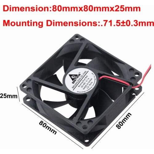 Gdstime 5 Pcs 80*80*25mm Dual Ball 48V DC Cooling Fan 80mm x 25mm 2Pin 8025 Heatsink Exhaust CPU PC Motor Cooler 8cm