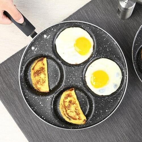 4 Hole Non-stick Omelette Frying Grill Pan Handle Breakfast Eggs Ham Cooking Pot Frying pan is made of high quality aluminium