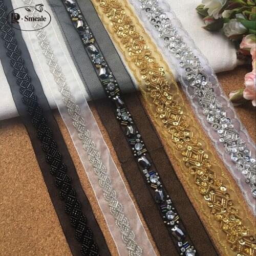Free Shipping Fake Pearl Beaded Lace Trim Paillette Lace Beaded Pearl Trim Braid Lace Applique RS2226