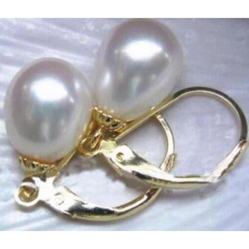 >>noble jewelry GORGEOUS AAA 11-13mm South Sea White Pearl Earrings 14K YELLOW GOLD