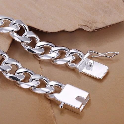 H037 Silver Color 925 Jewelry Popular Bracelet For Women Girl Fashion Jewelry 10mm Square Lock Bracelet /bduajvba Asaajjha