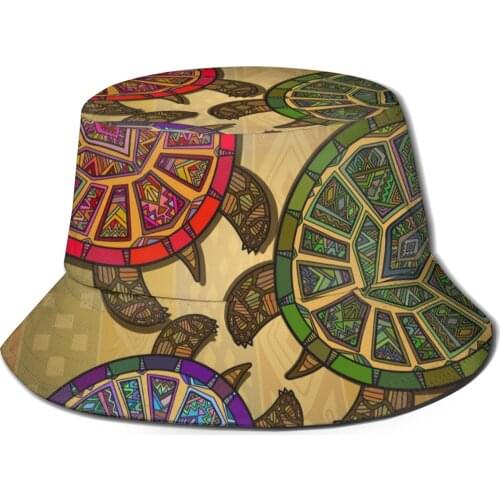CINESSD New Fashion Bucket Hats Fisherman Caps For Women Men Gorras Summer Three Turtles Ethnic Animal