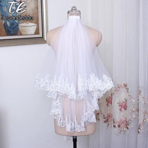 New White/Ivory Sequins Wedding Veil Elbow Length Lace Edge with Comb Wedding Accessories Bridal Veils