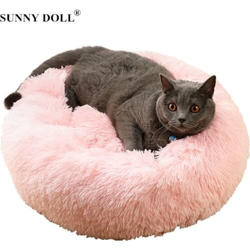 Dog Bed Winter Warm Long Plush Sleeping Beds Soft Pet Dogs House Cat Mat Cushion Round Pet Bed Washable Dog Kennel Pets Basket