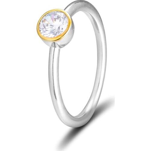 Petite Circle Rings with Clear CZ 100% Authentic 925 Sterling-Silver-Jewelry Free Shipping