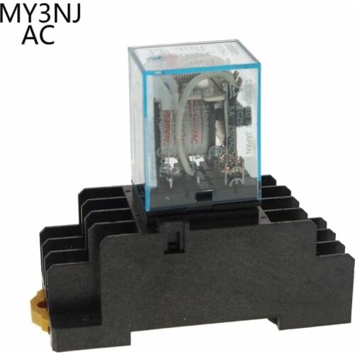 1PCS MY3 HH53P MY3NJ Micro Mini Coil Power Relay 11pin 3NO 3NC AC12V AC24V AC110V AC220V LED Lamp 5A with socket