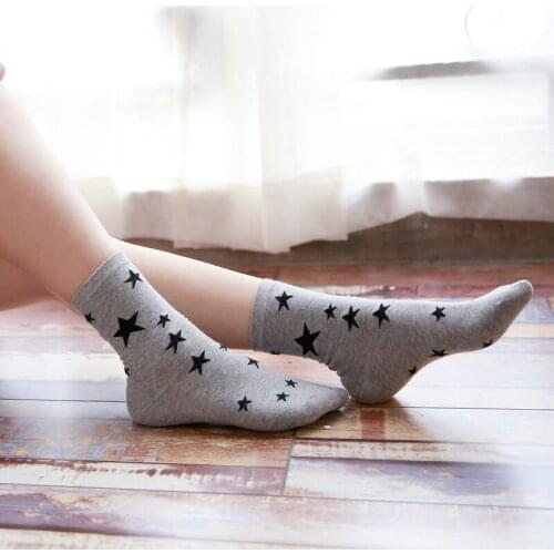 Soft Cotton Short Socks Autumn Stars Printed Women Cute Socks Breathable Female Kawaii Socks Casual Girls Ankle Sokken