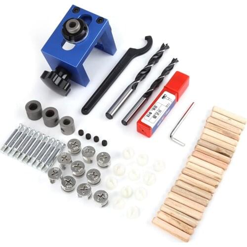 3 in 1 Drilling Locator Guide Dowel Hole Drilling Guide Jig Drill Bit Kit Woodworking Carpentry Positioner Tenon Hole Puncher