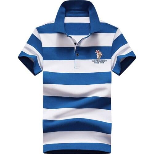 New Striped Summer Polo Shirt Men Fashion Casual Short Sleeve Embroidery Letter Polo Men Large Size M-4XL Cotton Sports Tops Tee