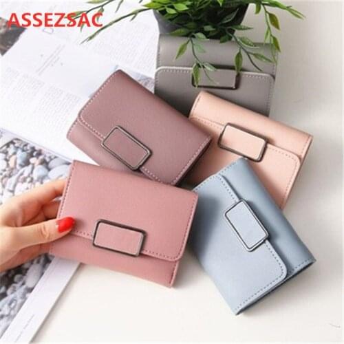 ASSEZSAC New Women Wallet Casual Solid Small Wallet Fashion Female Short Mini All-match Korean Student Portable Small Wallet