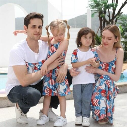 Family Matching Outfits Summer Womens Baby Girl Dresses Mother Father Boy Kid Home Clothes Parent Child Fathers Day T Shirt Suit