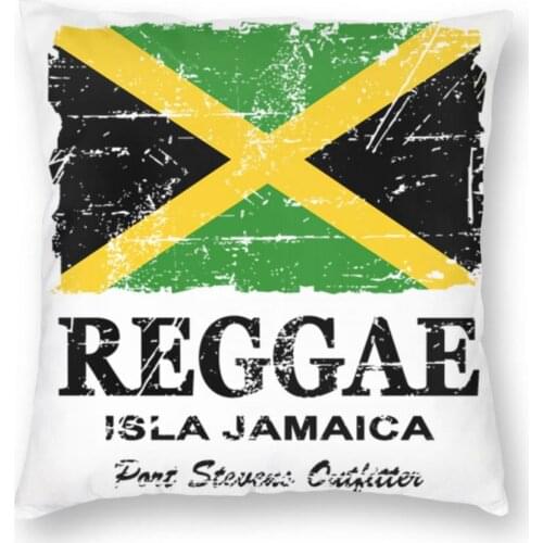 Organic Reggae Jamaica Flag Square Pillow Case Polyester Cushions for Sofa Fashion Pillowcover Home Decor