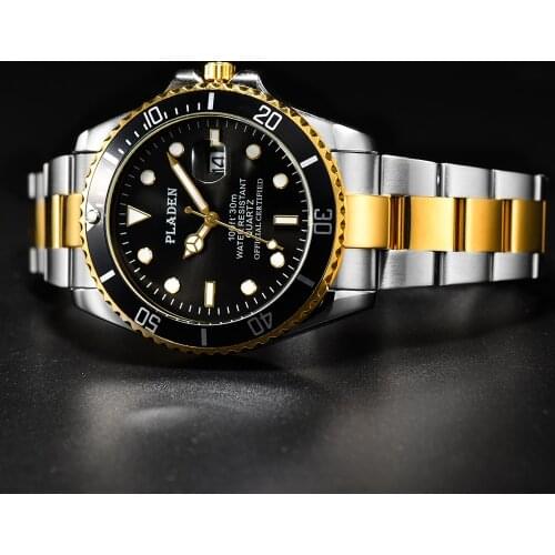 PLADEN Top Brand Mens Luxury Watch Sapphire Glass Full Steel Analog Luminous Watch Sports Casual Fashion Watches Reloj Hombre