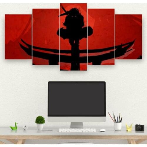 Itachi Naruto 5 Piece Posters and Prints Naruto Anime 5 Pictures Wall Art Canvas Painting Kids Room Home Decor 5 Panel Quadros