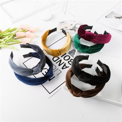 Fashion Solid Color Velvet Knot Headbands For Women Hair accessories For Women Korean Head Bands Wholesal Girls Bow Hairband New