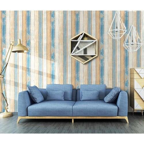 PVC Self-Adhesive Waterproof Wall Sticker Vintage Wood Stripe Wallpaper for Living Room Bedroom Study Home Decor 45x600cm