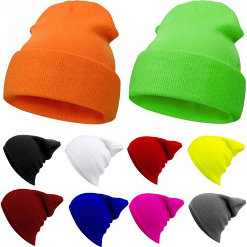 Unisex Beanie Plain Knitted Hat Autumn Winter Warm Ski Cuff Cap Wool Blends Soft Slouchy Skull Caps Beanies for Men Women Hats