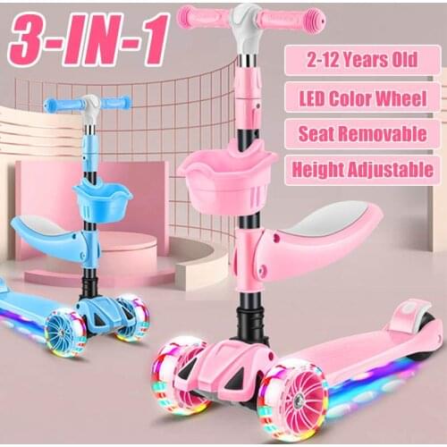 Scooter for Kids Flashing Wheels Scooter Folding Kick Scooter for Toddlers 2-12 Year with Adjustable Height Lightweight Scooter