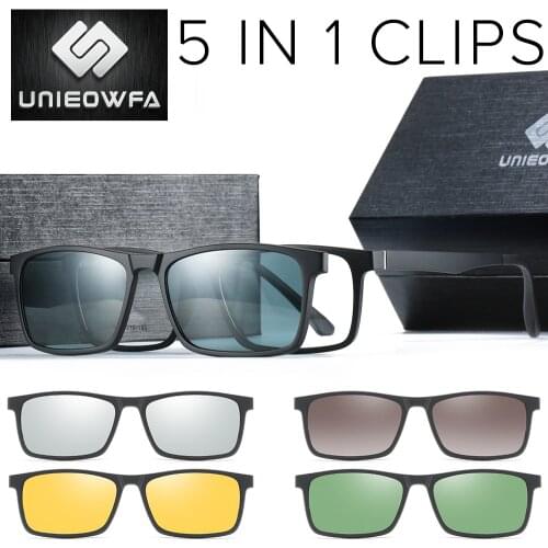 Polarized 5 Magnet Clip On Sunglasses Men Women Prescription TR90 Magnet Clip On Glasses Male Optical Myopia Sun Glasses For Men