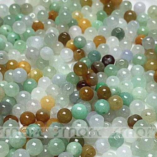 Three-Color Grade A Natural Burma Jade Gemstone Round Loose Beads 5mm