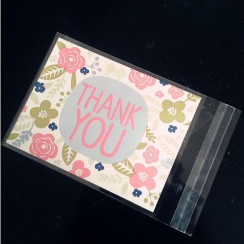 Cookie thank you bread puff gift jewelry flower lovely bakery self adhesive packaging biscuit plastic wedding candy bag