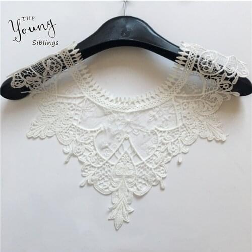 Embroidery Hollow out White Lace collar Applique DIY Tulle Neckline Fabric Clothing Exquisite Sewing Accessories Supplies YL1712
