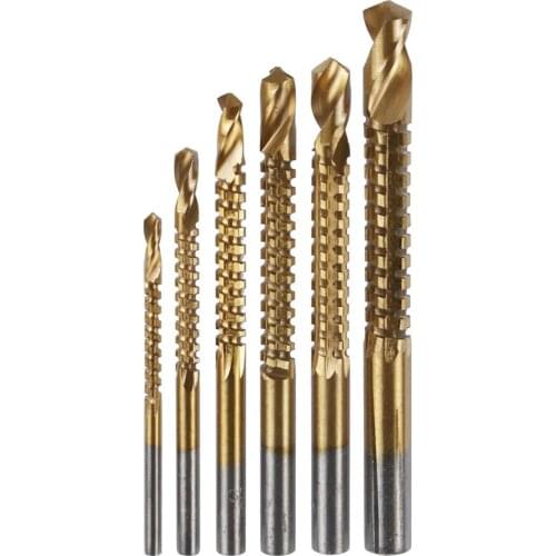 6PCS/LOT HSS Titanium Coated High-Speed Steel Drill Bit Set 3-8mm Carpenter Electric Drill Plastic Metal Hole Grooving Drill Saw