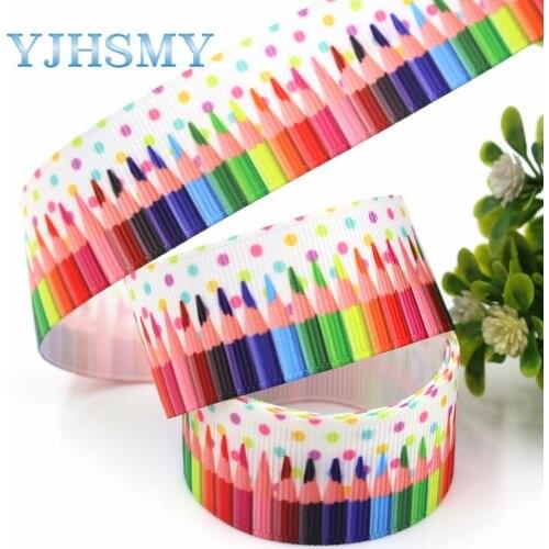 YJHSMY G-18913-1104,25 mm 5 Yards pencil Printed grosgrain ribbons,Clothing accessories,DIY handmade gift wrapping materials