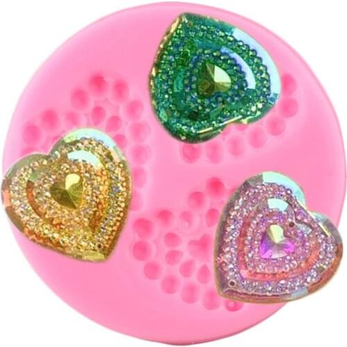 Jewelry Heart Shape Silicone Molds DIY Wedding Cupcake Topper Fondant Cake Decorating Tools Candy Clay Chocolate Gumpaste Moulds