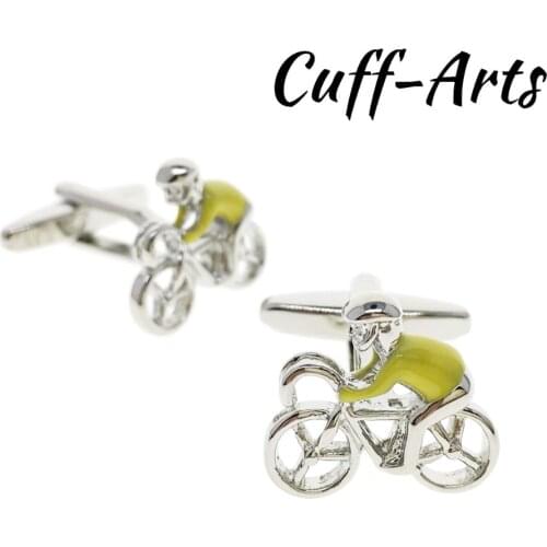 Cuffarts Cuff links for Mens Yellow Jersey Bike Cufflinks for Shirt Cufflinks Gifts for Men Jewelry Gemelos Gemell C10183