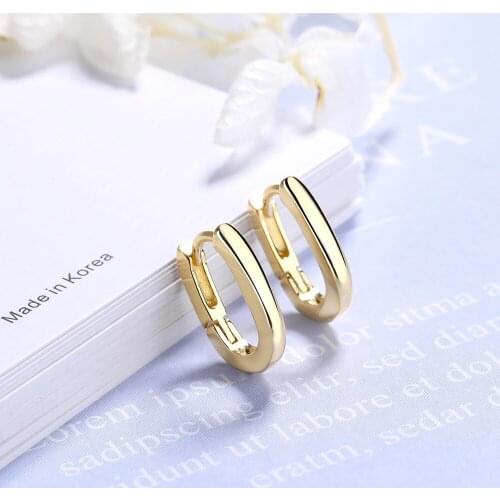 Gold Color Geometric Oval Small Hoop Earrings For Women Korean Vintage O Shape Handmade Earrings Party Accessories Jewelry 2021