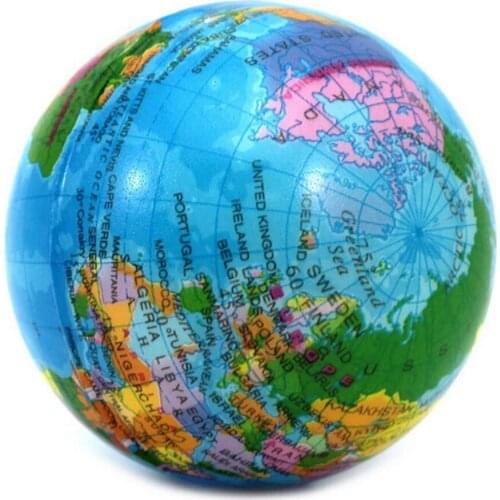 1pcs Cute Kids Geography World Map Anti-Stress Bouncy Ball Phone Straps Stress Slow Rising Jumbo 7.5cm