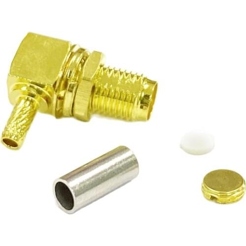 1pc RP Reverse SMA Female Jack nut male pin RF Coax Connector Right angle Crimp for RG316 Cable Goldplated