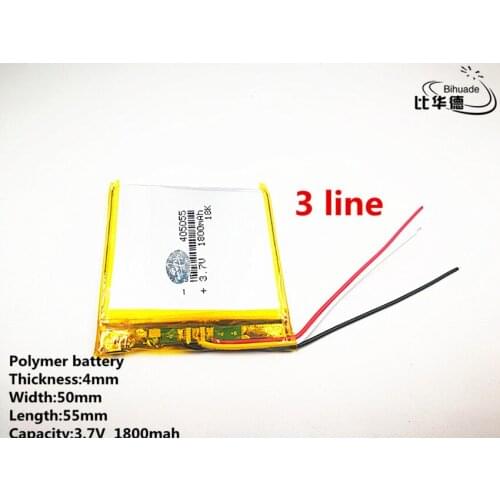 10pcs/lot 3 line Good Qulity 3.7V,1800mAH,405055 Polymer lithium ion / Li-ion battery for TOY,POWER BANK,GPS,mp3,mp4