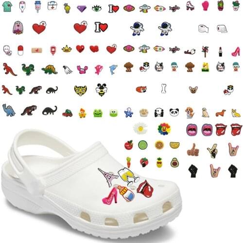 10pcs/Lot Animals Dogs PVC Shoe Charms Decorations Medical Accessories Flower Fruits Food Spaceship Charm fit Shoes Kids Gift