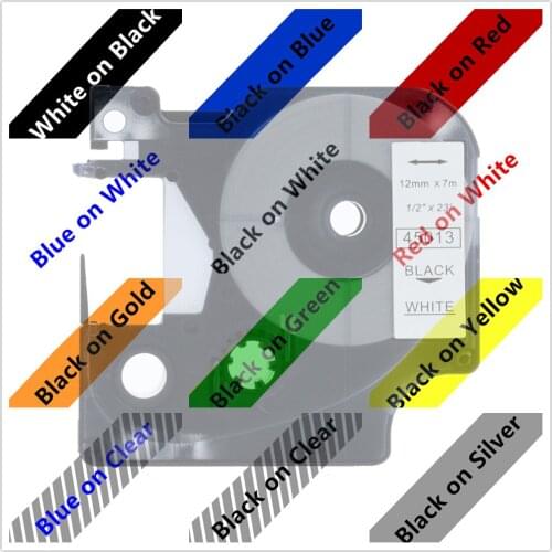 10 Pack 14colors 45013 12mm Compatible Dymo Tape D1 Label Tape for Dymo Label Printer Ribbon Typewriter LabelManger 300 color