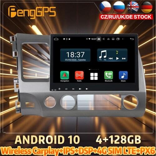 128G Android10 PX6 DSP For HONDA CIVIC 2006 - 2011 Car DVD GPS Navigation Auto Radio Stereo Video Multifunction CarPlay HeadUnit