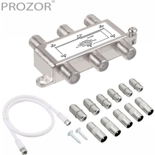 PROZOR 5-Way Coax Cable Splitter MoCA 5-2400MHz Connector For NTL Telewest Eurovox Satellite Receiver Aerial Broadband Cable TV