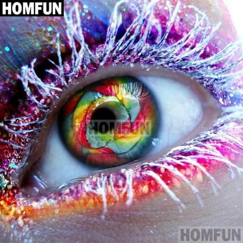 HOMFUN 5D DIY Diamond Painting "Colored eyes" Full Drill Resin Diamond Embroidery Cross Stitch Home Decor A01828