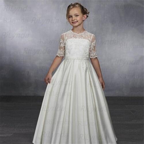 Ivory White Girl Lace Christmas Birthday Party Dress Flower Wedding Gown Formal Kids Dresses For Girls Teen Clothes 6 14 Yrs