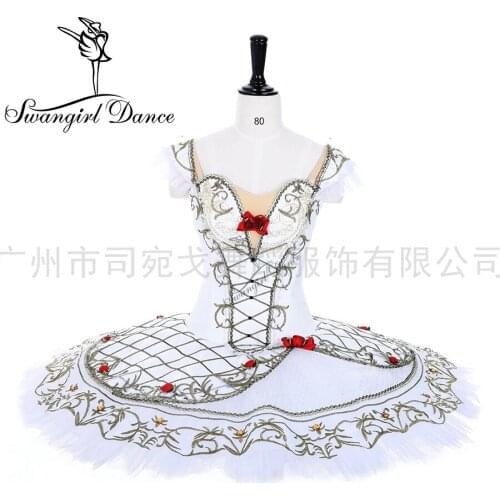 White Ballet Stage Costume Pancake Tutus Ballet Girls Spanish Tutus Paquita Professional Classical Ballet Tutu Costume BT9263A