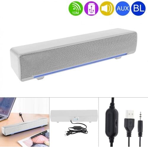 SADA V-196 Bluetooth Strip Speaker Wireless Desktop Multi-media Sound Bar with Dual Speaker DSP and Mixing Sound