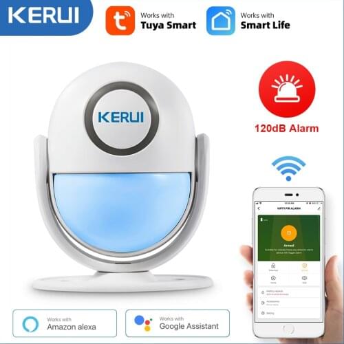 KERUI Tuya Smart Home Security WIFI Alarm System Works With Alexa 120dB PIR Detector Door/Window Sensor Wireless App Burglar