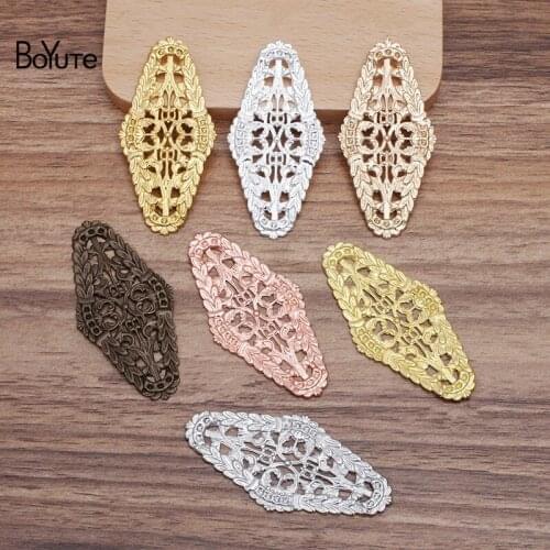 BoYuTe (20 Pieces/Lot) 60*30MM Metal Brass Flower Filigree Findings Diy Hand Made Hair Jewelry Accessories Wholesale