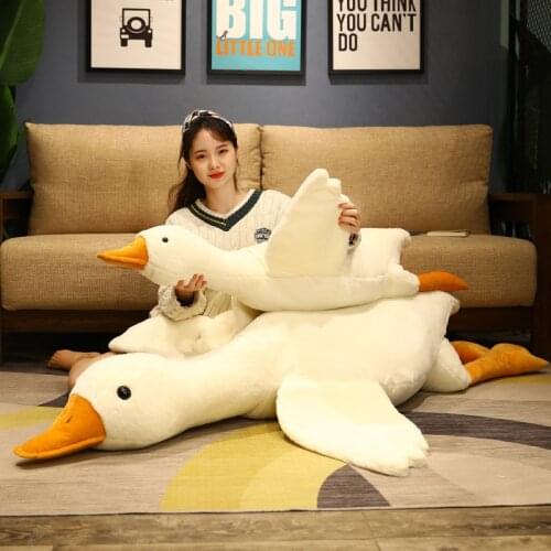 190cm Giant Lying Duck Plush Toys Kawaii Animal Goose Mat Plush Pillow Stuffed Soft Cushion for Children Girls Birthday Gift