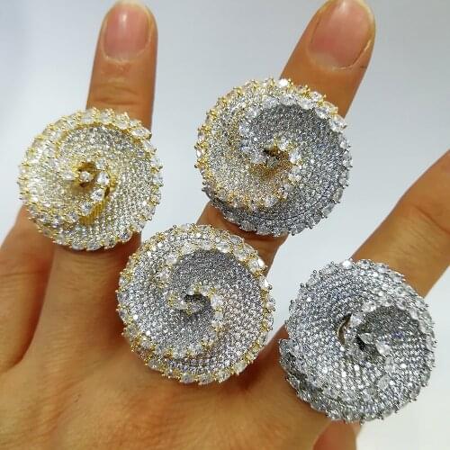 GODKI 2020 BIG Fashion Luxury Wheel BOLD Statement Rings for Women Bridal Engagement Wedding Jewelry Baguette Zircon CZ Rings