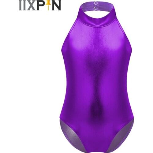 IIXPIN Kids Professional Ballet Leotards For Girls Dancewear Halter Neck Sleeveless Open Back Dance Gymnastics Leotard Jumpsuit