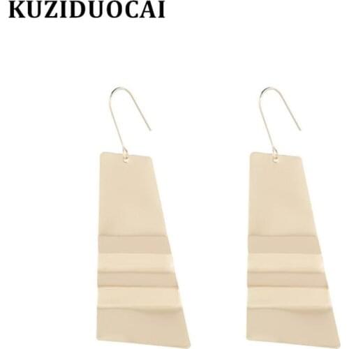 Kuziduocai New Fashion Jewelry Punk Rock Geometric Trapezoid Pleat Statement Drop Earring For Women Aretes Brincos Bijoux E-1520